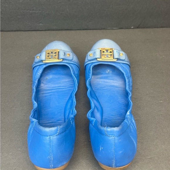 Tory Burch Royal Blue Flats with Gold Accents Size 6.5M - Picture 4 of 9